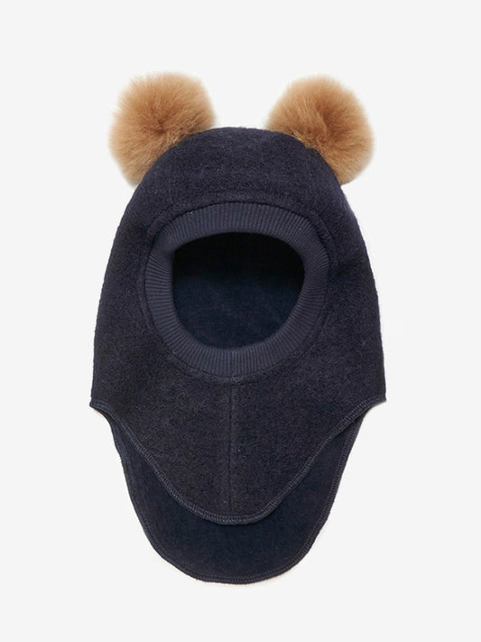 HUTTEliHUT Balaclava Ull Alpacka Pompoms - Dark Navy